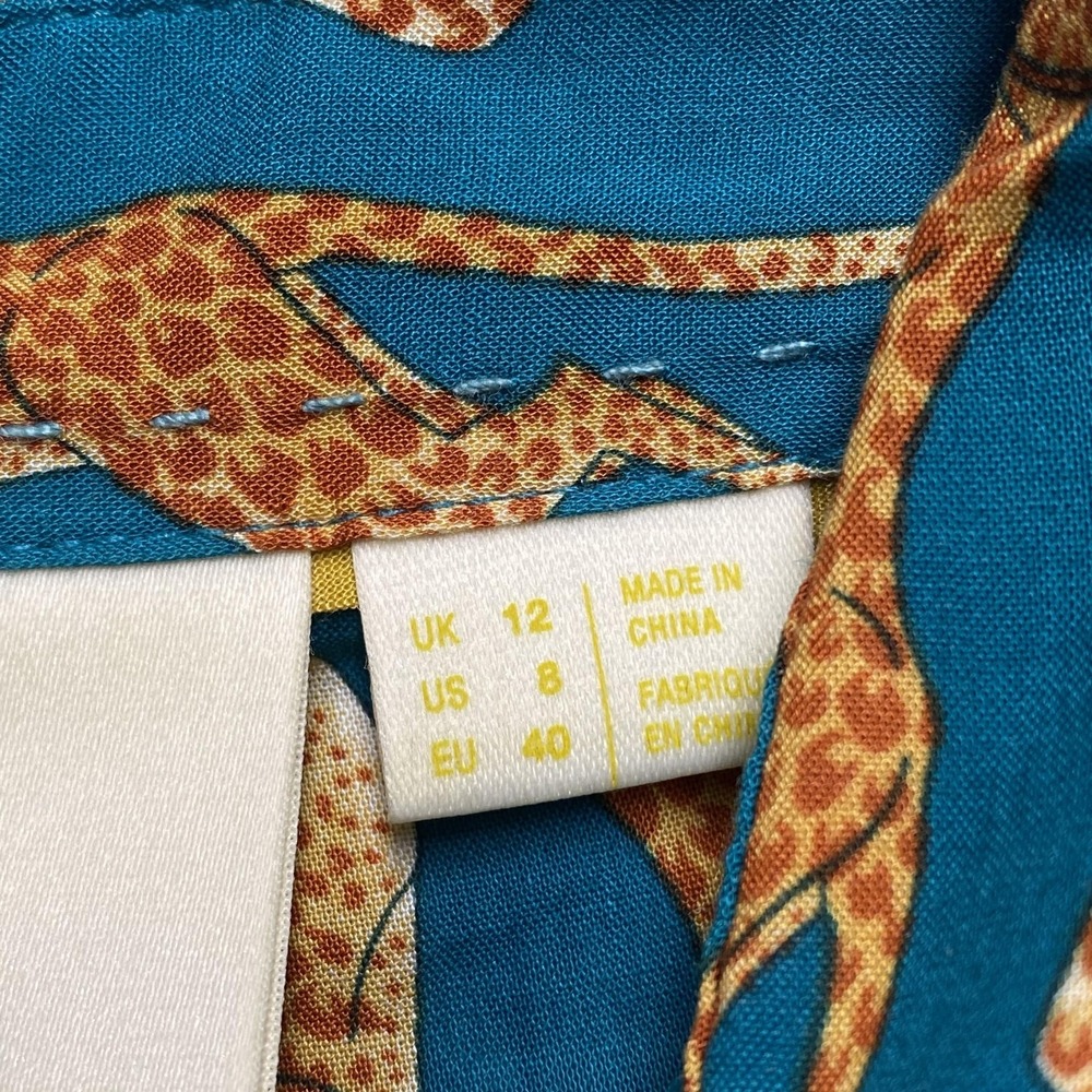 Maeve By Anthropologie Shirt Womens 8 Blue Leopard Button Front Long Sleeve - Picture 4 of 10